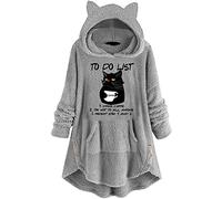 SPSMOKH Vestito da donna in peluche con cappuccio e orecchie da orso, a maniche lunghe, peloso, con tasche, felpa invernale calda e ampia, per la casa e gli abiti da esterno (grigio - 05, M)