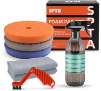 SPTA Kit di lucidatura per lucidatura, con 3 tamponi per lucidatura da 14 cm, detergente da 453,6 g, 2 asciugamani in microfibra e 1 spazzola per la pulizia, tutti per lucidatura auto