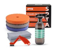 SPTA Kit di lucidatura per lucidatura, con 3 tamponi per lucidatura da 16,5 cm, detergente per tamponi da 453,6 g, 2 asciugamani in microfibra e 1 spazzola per la pulizia, tutti per lucidatura e