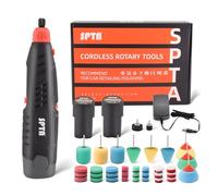 SPTA - Kit di utensili rotanti senza fili, 12 V, mini utensile rotante con kit di 40 accessori, utensili rotanti elettrici per lucidatura, taglio, levigatura, foratura e incisione