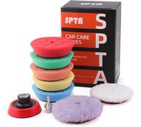 SPTA Tampone di lucidatura, 9Pcs Set lucidatura 80 mm Hex Logic tamponi lucidatura,con Adattatore per Trapano M14,Lana Lucidatura Pastiglie,Auto Lucidatura Pad per Lucidatrice Auto -FLPS3MIX