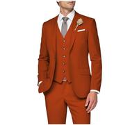SPTALLFITJSV Completo da Uomo in 3 Pezzi, Slim Fit, da Sposa, Elegante, con Un Bottone, Giacca Monopetto, Gilet e Pantaloni, Arancione Bruciato., XX-Large