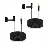 SPTSSWET 2 microfoni lavalier compatibili con trasmettitore wireless Sennheiser a condensatore omnidirezionale con cavo da 3,5 mm TRS risvolto per lezioni live streaming YouTube 1,5 m, nero