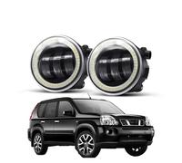 SPUFKGE Alogeno-Faro 2 Pezzi Angel Eye Fendinebbia Gruppo 30W Auto LED Lente Fendinebbia Lampada Da Corsa Diurna DRL 12V Per Nissan X-Trail (T31) 2007-2012 Fari Anteriori(Yellow and Red)