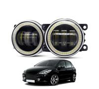 SPUFKGE Alogeno-Faro 2 Pezzi Angelo Occhio Fendinebbia Di Montaggio Per Peugeot 307 2002-2008 Auto LED Lente DRL Nebbia Lampada Di Guida 30W 6000LM 12V Fari Anteriori(Yellow and Red)
