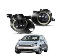 SPUFKGE Alogeno-Faro 2 X Angel Eye Fendinebbia Montaggio Per VW Per Golf Mk6 2009-2013 Auto Paraurti Anteriore LED Lente Nebbia Lampada Diurna DRL 30W H11 12V Fari Anteriori(White and Blue)