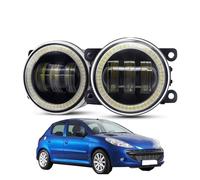 SPUFKGE Alogeno-Faro 2 X Car Angel Eye Fendinebbia Di Montaggio Per Peugeot 206 206 + T3E 2009 2010 2011 2012 LED Lente DRL Nebbia Lampada Di Marcia Diurna 30W 12V Fari Anteriori(White and Red)