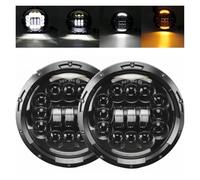 SPUFKGE Alogeno-Faro 2x Fari A LED Per Auto Da 7 Pollici Hi/Low H4 Halo Angle Eyes DRL Per Hummer Per Fuoristrada Per Defender 4x4 Fari Fari Anteriori(90w Halo light Black)