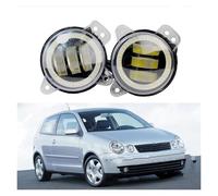 SPUFKGE Alogeno-Faro 30W Car Angel Eye LED Fendinebbia DRL Lampada Da Diurna 2 Pezzi Per VW Per Polo MK4 9N3 2005 2006 2007 2008 2009 Fari Anteriori(White and Blue)