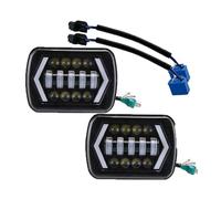 SPUFKGE Alogeno-Faro Fari A LED Da 7 Pollici Hi-Lo Beam Halo DRL 12V 24V Con Cablaggio H4 Per Auto Per Jeep Per Wrangler YJ Per Cherokee XJ MJ Head Light Fari Anteriori(2piece with wire)
