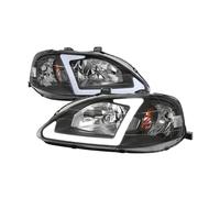 SPUFKGE Alogeno-Faro Luce A LED Per 99-00 Per Sostituzione Per Civic Fari Neri Fari Anteriori Sinistra + Destra Fari Anteriori