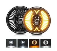 SPUFKGE Alogeno-Faro Per Jeep JK Per Hummer 4x4 DRL Faro Anteriore LED 9-32V 7 Pollici Per Wrangler Faro Proiettore Rotondo Len Faro 240W Alta Potenza H4 Fari Anteriori(2 piece)
