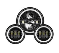 SPUFKGE Faro Per Moto Faro Proiettore A LED Da 7" + 4 Luci Sorpasso 1/2" Per Touring Electra E Glide Nero 7 Pollici(Black Lamp DRL)