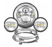 SPUFKGE Faro Per Moto Faro Proiettore A LED Da 7" + 4 Luci Sorpasso 1/2" Per Touring Electra E Glide Nero 7 Pollici(Chrome Set NO DRL)