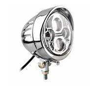 SPUFKGE Faro Per Moto Per Softail Per Chopper Per Bobber Faro A LED Per Moto Custom Vintage 4,5" Lampada Di Illuminazione(Cromo)