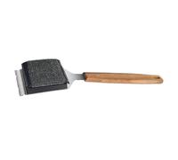 Spugna abrasiva resistente alla ruggine in filo di acciaio spazzola per pulizia griglie per barbecue Design ergonomico manico in legno spazzola per barbecue con manico in legno con manico in legno