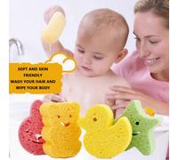 Spugna da bagno per bambini, asciugamano morbido a cartone animato, spugna da doccia per bambini, in materiale di polpa di legno, facile da fare schiuma 2 anatroccoli gialli,1 anatra gialla,2 orsi dor