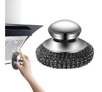Spugņa In Acciaio Inox - Spugna Cucina Heavy Duty | Spazzola In Lana D’Acciaio Per Pentole Padelle Grill Lavello Fornelli | Spugna Abrasiva Robusta Con Manico E Ricambio | Pulizia Cucina Bagno Esterno