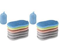 Spugna lavabile in microfibra, 6 pezzi di spugna double face da cucina, riutilizzabile, un lato ruvido e morbido per pentole, padelle, stoviglie (Confezione da 2)