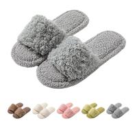 Spugna Memory Foam Indoor House Shoes Donna Open Toe Pantofole da camera da letto Pantofole da donna Inverno Soft Comfy Sliders antiscivolo per la casa per le signore Felpe Slides Flat Fit Wide Fit