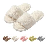 Spugna Memory Foam Indoor House Shoes Donna Open Toe Pantofole da camera da letto Pantofole da donna Inverno Soft Comfy Sliders antiscivolo per la casa per le signore Felpe Slides Flat Fit Wide Fit