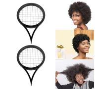 Spugna per Capelli Afro Pettine per Riccioli, 2 Pcs Racchetta per Capelli Twottos Pettini per Pentola Portatili per Capelli, Torreria Pettina (Nero)