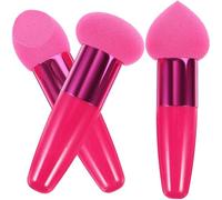 Spugna per Make-up a Fungo Impugnatura, 3 Pezzi, Lattice | Creativo, Comoda e Pratica, Adatta alla Curva della Pelle, Formato Compatto per Uso Quotidiano