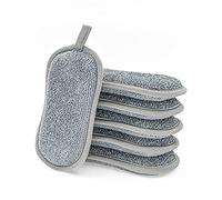 Spugna Piatti Lavabile Cucina AntiGraffio Con 2X Extra Resistente Anti Grasso Fibra e Microfibra, Efficacia Pulente, 6 Pezzi