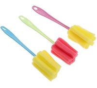 Spugna pulizia bottiglie biberon bicchieri 3 pezzi colore random manico scovolino accessori cucina utensili casa regalo utile preciso