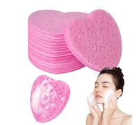 Spugna viso a forma di cuore, spugna detergente per il viso | Spugne per il viso a forma di cuore, 50 pezzi, spugna per spa cosmetica naturale, spugna per il viso a forma di cuore