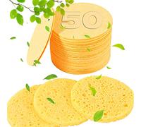 Spugne per il viso compresse per estetiste, 50 pezzi, 100% cellulosa naturale, spugna professionale per la pulizia del viso, massaggi, esfoliazione dei pori, maschera, rimozione del trucco (giallo)