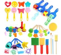 SPUGNETTE PER PITTURA BAMBINI 30 PEZZI KIT PENNELLI E STRUMENTI PER ARTE CREATIV