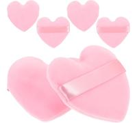 Spugnette Trucco a Cuore Rosa in Flanella, 6 Pezzi per Cipria | Applicazione Precisa su Naso e Occhi, Presa Sicura tra Dita, per Ufficio e Viaggio
