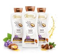 Spuma di Sciampagna Bagnodoccia Crema con Olio di Argan e Patchouli, 3 Flaconi da 650 ml, Nutriente, PH Neutro, Ingredienti di Origine Naturale
