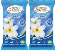 Spuma di Sciampagna - Foglietti Umidi Asciugatrice Fragranza Fresca Rugiada, Origini 100% Naturali e Biodegradabili, Dermatologicamente Testati con Azione Ammorbidente - 40 Foglietti (Confezione da 2)