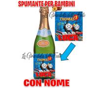 Spumante Analcolico PERSONALIZZATO CON NOME Trenino thomas PER BAMBINI Bimbi