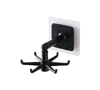 Spunklad Gancio pieghevole girevole a 360° per utensili da parete, 6 artigli, ganci per cucina, bagno, adesivo ABS, ganci (nero)