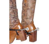 Cowboy Costume Stivale Spurs Confezione Di 2 Western Wild West Nuovo da Smiffys