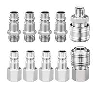 Spurtar 1/4" BSP Attacchi Rapidi Raccordi Aria Compressa, 10 Kit Attaccho Rapido Aria Compressa, Europei Femmina e Maschino Collegabile per Tubo, Pistola Pneumatica Compressore Atmosfera