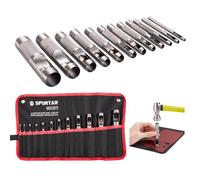 Spurtar Set Fustelle buchi rotondi per cuoio e materiale morbido 12 pezzi Punzoni forati in acciao di alta qualità da 1/8"- 3/4"