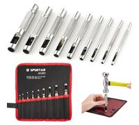 Spurtar Set Fustelle Punzoni Per Cuoio 9 Pezzi Punzonatrice Attrezzi Cuoio del Punzone Cavo Dimensione da 2,5mm a 10,0mm per buca cinture l'orologio Guarnizione panno
