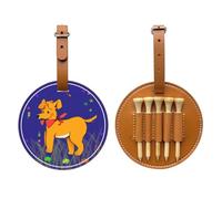 Sputare lingua cartone animato cane nero stampato golf tee storage bag - design portatile, facile da organizzare tee, Marrone, One Size