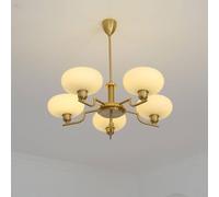 Sputnik Forma di Globo Dorato della metà del secolo, Finitura Ottone Antico, lampadario in Vetro, Lampada a Sospensione, per Camera Letto, Soggiorno, Cucina, Sala da Pranzo (Paralume Bianco Latte, 3