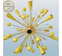 Sputnik Lampada Multiplo Borchie 16 Luce Ottone Con Beige Colorato Palline