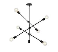 Sputnik Lampadario LED Lampada a sospensione molecolare nera Lampadario mobile 6 luci Illuminazione a sospensione moderna Apparecchi di illuminazione a soffitto semi-incasso per la camera da letto