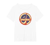 Sputnik Sovietica URSS Storia Mosca Corsa allo Spazio Astronauta Maglietta, Donna Plus-Size, Bianco, 6X