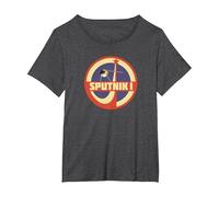 Sputnik Sovietica URSS Storia Mosca Corsa allo Spazio Astronauta Maglietta, Donna Plus-Size, Grigio Scuro, 2X