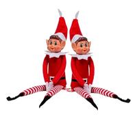 SPVN 2 Pezzi Elfie Pupazzo a forma di elfo birichino, Con corpo morbido e viso in vinile, 15 Pollici, Elves Behavin Badly 39 cm rosso gamba lunga con cappello, Peluche
