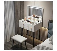 SPXMQSS Toeletta Trucco Piccola, Postazione Trucco con Luci e Sgabello Professionale Adatto per Ragazze Signore, Consolle Trucco Salvaspazio Adatto per Scrivania/Toletta/Comodino.