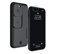 Spy-Fy Valenta - Custodia per iPhone 13 Pro con copertura scorrevole anteriore e posteriore, protezione della privacy, protezione contro le cadute da 2 metri, colore nero opaco